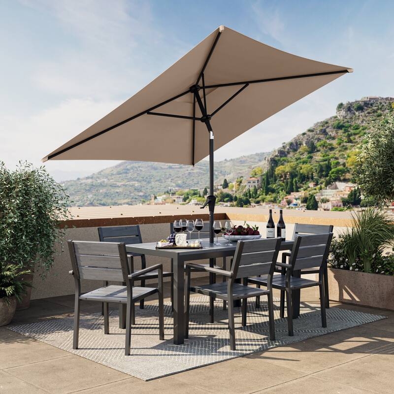 6.5ft Square Tilting Patio Umbrella - Light Brown