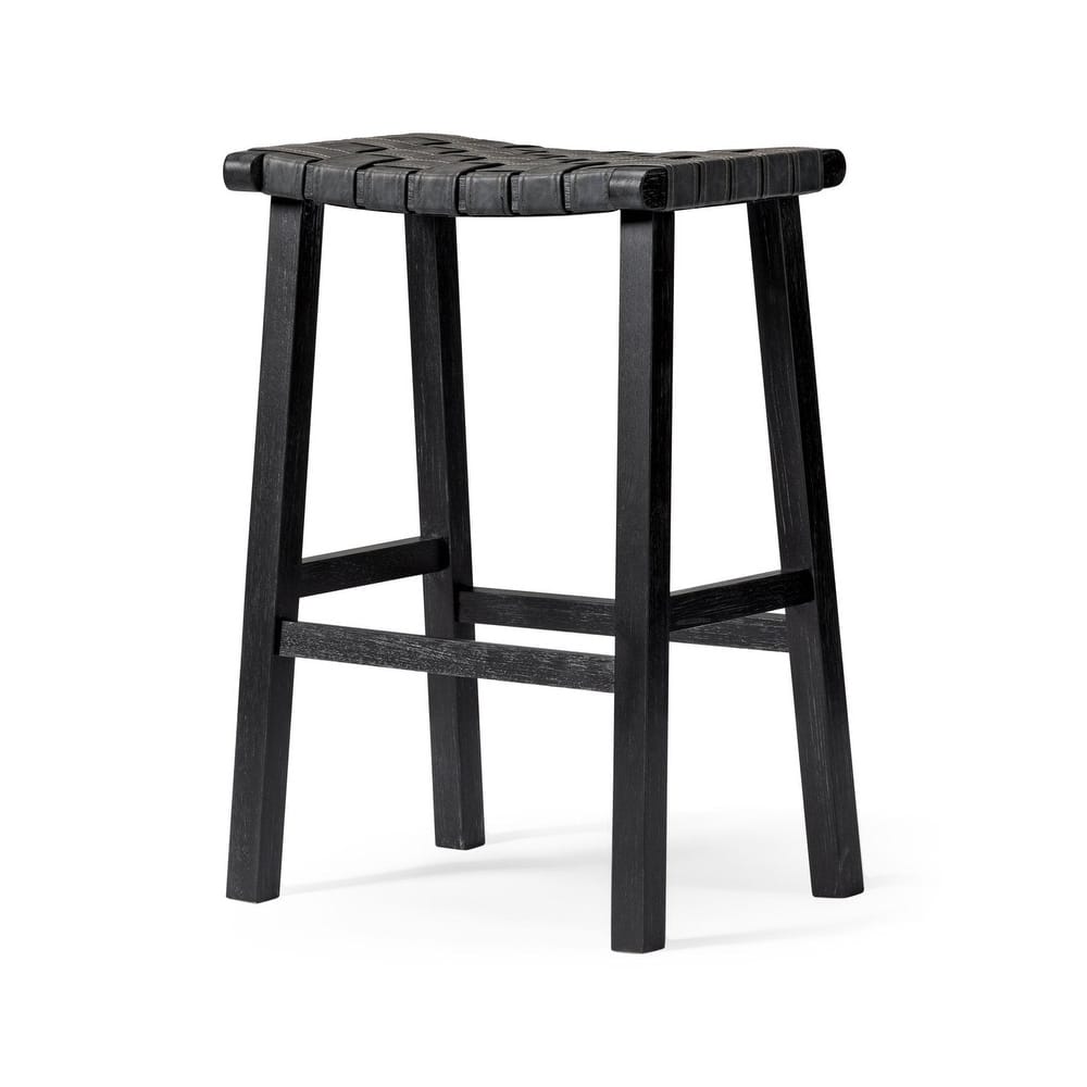 Maven Lane Noah Backless Kitchen Dining Stool with Vegan Leather