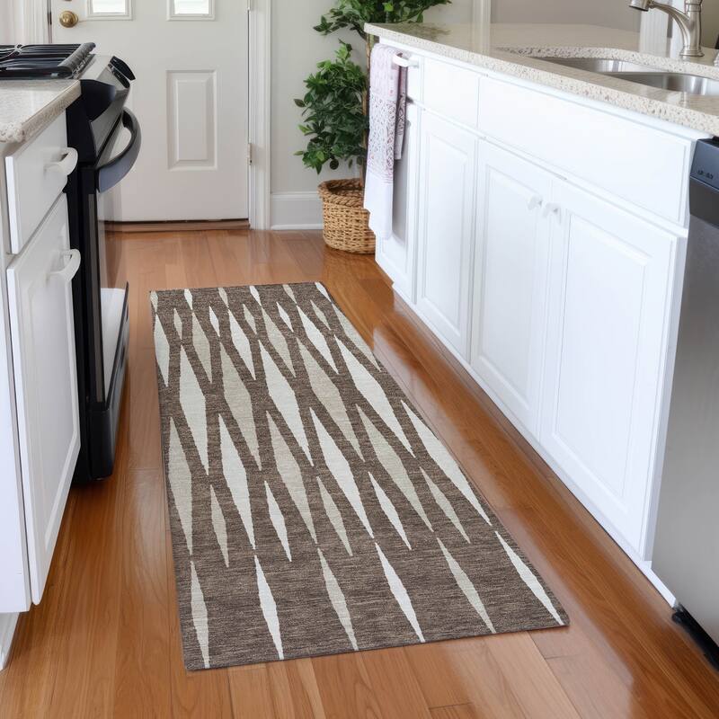Premium Washable Super Soft Modern Kris Mayfield Rug - Brown - 2'3" x 7'6"