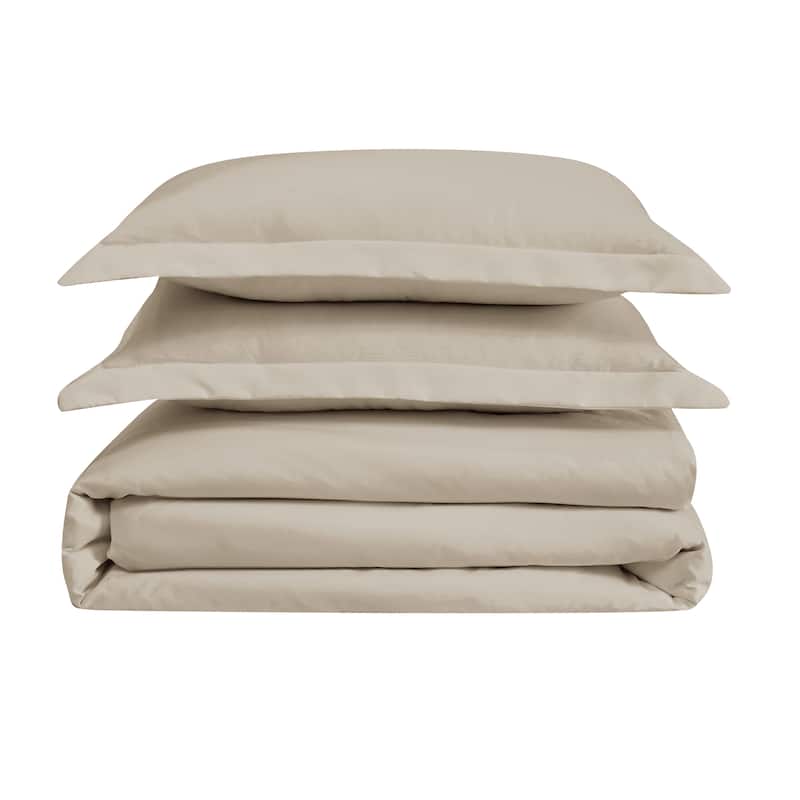 Cannon Heritage Solid 3 Piece Duvet Cover Set - Khaki - Full - Queen