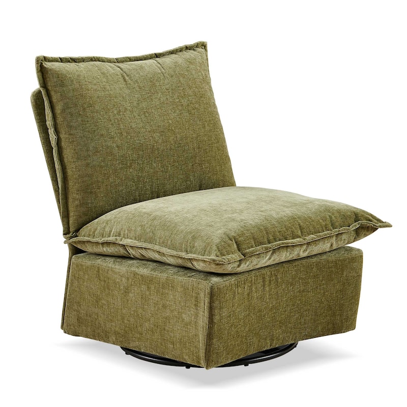 Modern 28.74" Upholstered Chenille 360 Swivel Rocking Chair with Metal Legs for Living Room