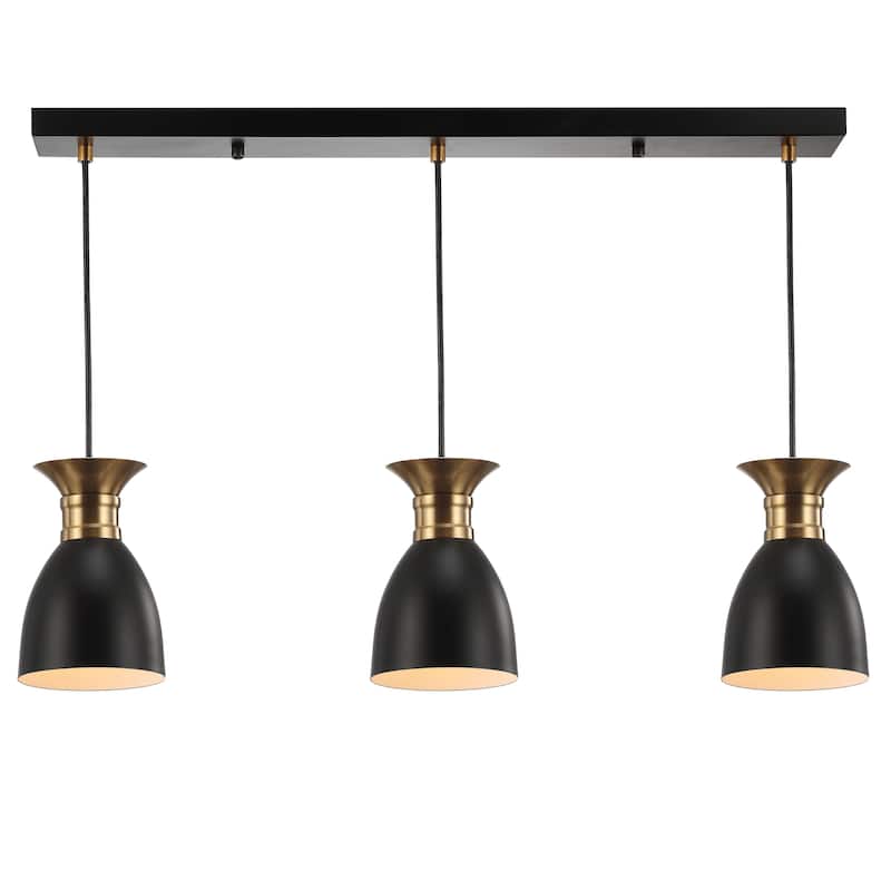 Edison Linear Metal LED Cluster Pendant, Black/Gold by JONATHAN Y