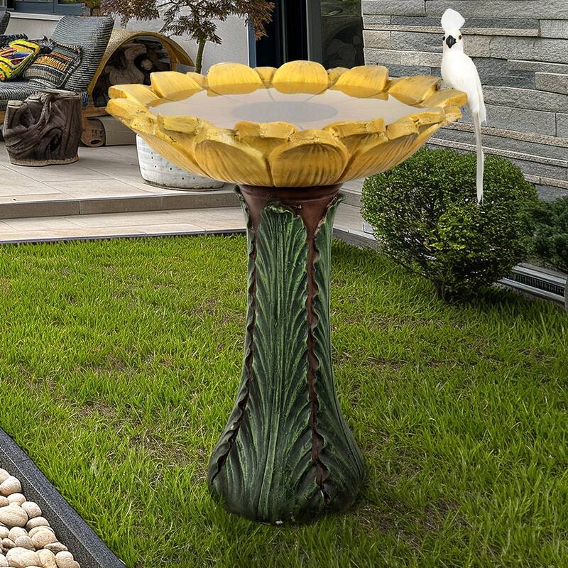 SunJet 24.4" Tall Outdoor Concrete Sunflower Bird Bath - 24.4'' H X 20'' W X 20'' D
