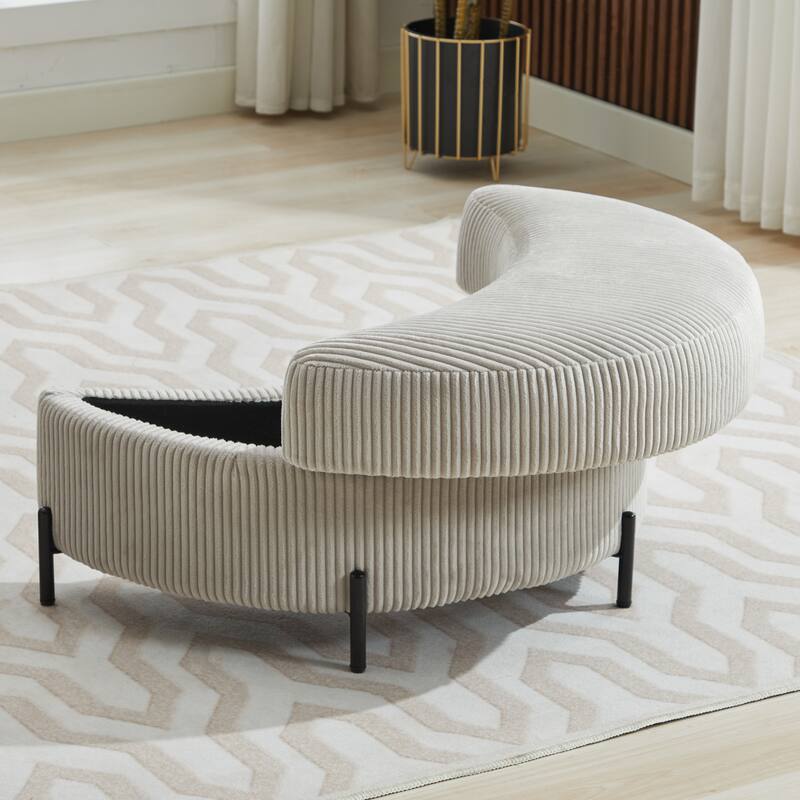 42.3"W Upholstered Swivel Accent Chair with 4 Pillows and Half-Moon Storage Ottoman
