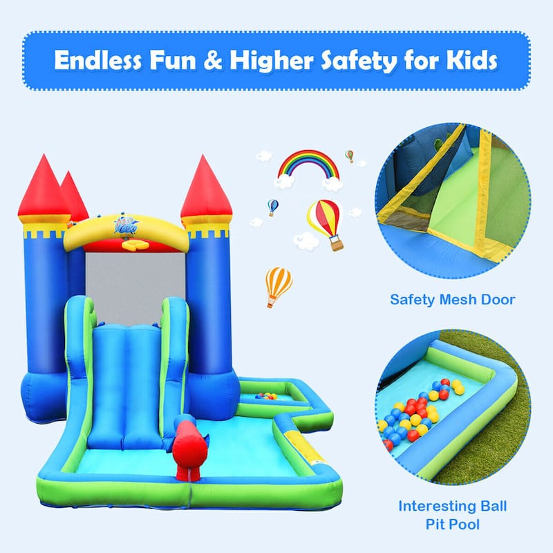 Gymax Inflatable Bouncer Climbing Slide Bounce House Water Park