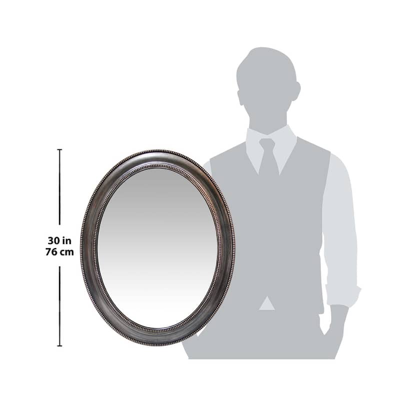 Copper Grove Dieppe Oval Wall Mirror with Vintage Silvertone Finish - 30 x 2 x 24 - 30 x 2 x 24