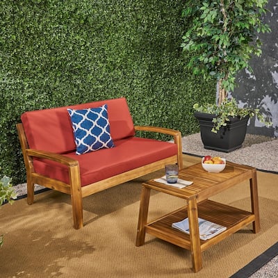 Grenada Acacia Loveseat Coffee Table Set by Christopher Knight Home