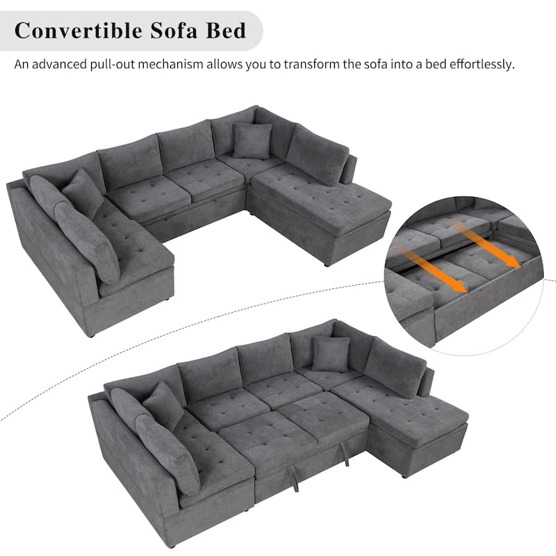 117" U-Shaped Oversized 6-Seater Sofa with Chaise