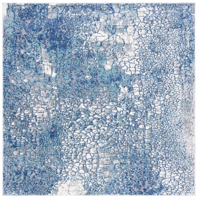 SAFAVIEH Aston Bergljot Modern Abstract Rug - 6'7" Square - Navy/Grey