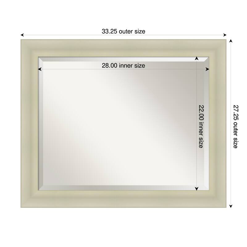 Oliver Beveled Wood Framed Bathroom Vanity Wall Mirror - 33 x 27 in - Oliver Warm Silver
