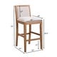 preview thumbnail 3 of 13, Set of 2 Beige Wood Frame Counter Height Bar Stool Fabric Accent Chair