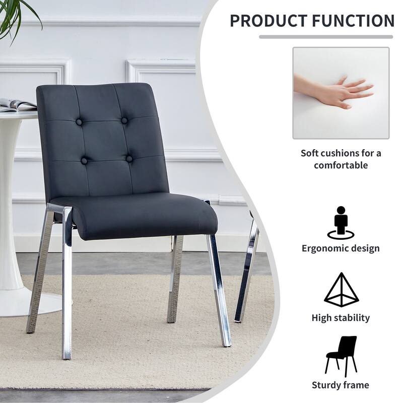 Armless High Backrest Dining Chair with Electroplated Metal Legs