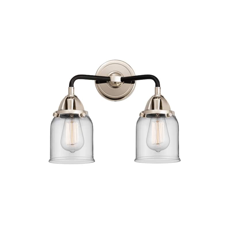 Innovations Lighting Nouveau 2 Bell - 2 Light 13" Bath Vanity Light - Black Polished Nickel/Clear
