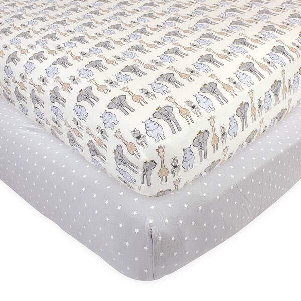 slide 1 of 1, Hudson Baby Infant Boy Cotton Fitted Crib Sheet, Royal Safari, One Size - Royal Safari - One Size One Size - Royal Safari