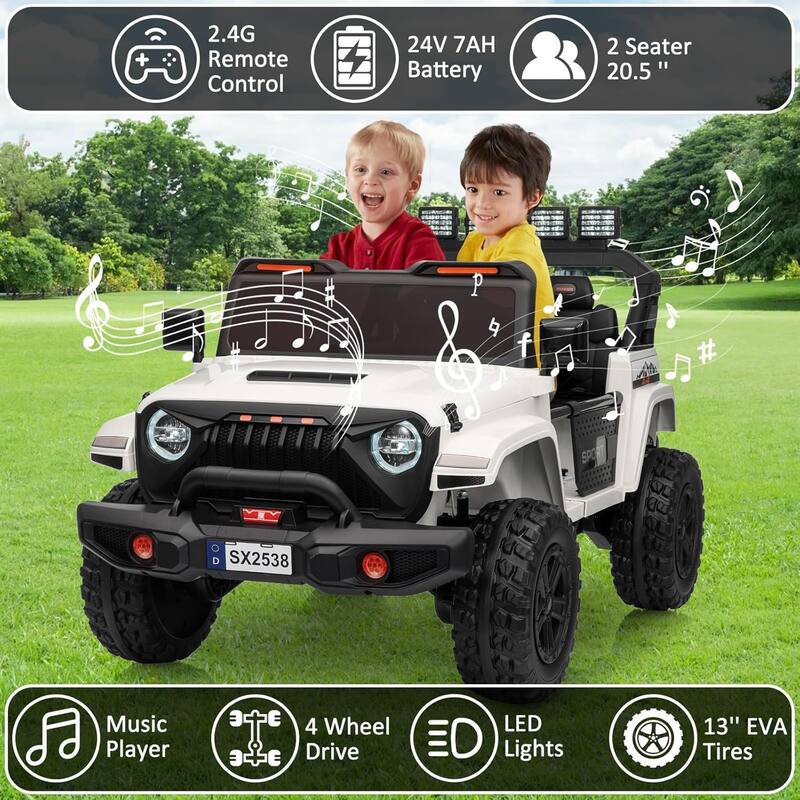 24V 2 Seater Electric Ride On Car for Kids with Remote Control
