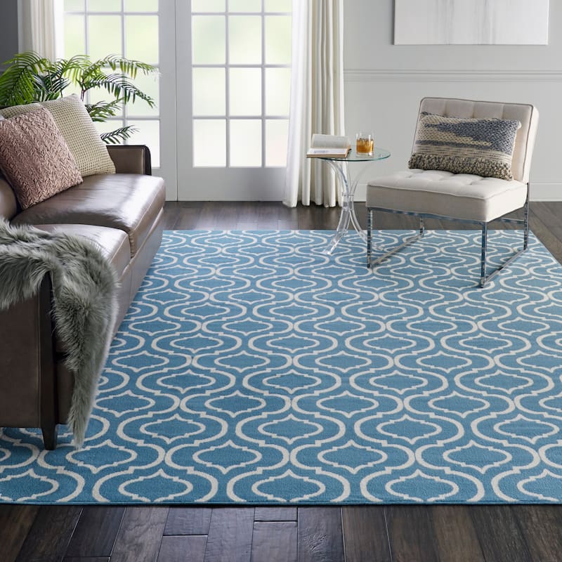 Nourison Jubilant Moroccan Trellis Area Rug - 7' 10" x 9' 10" - Blue