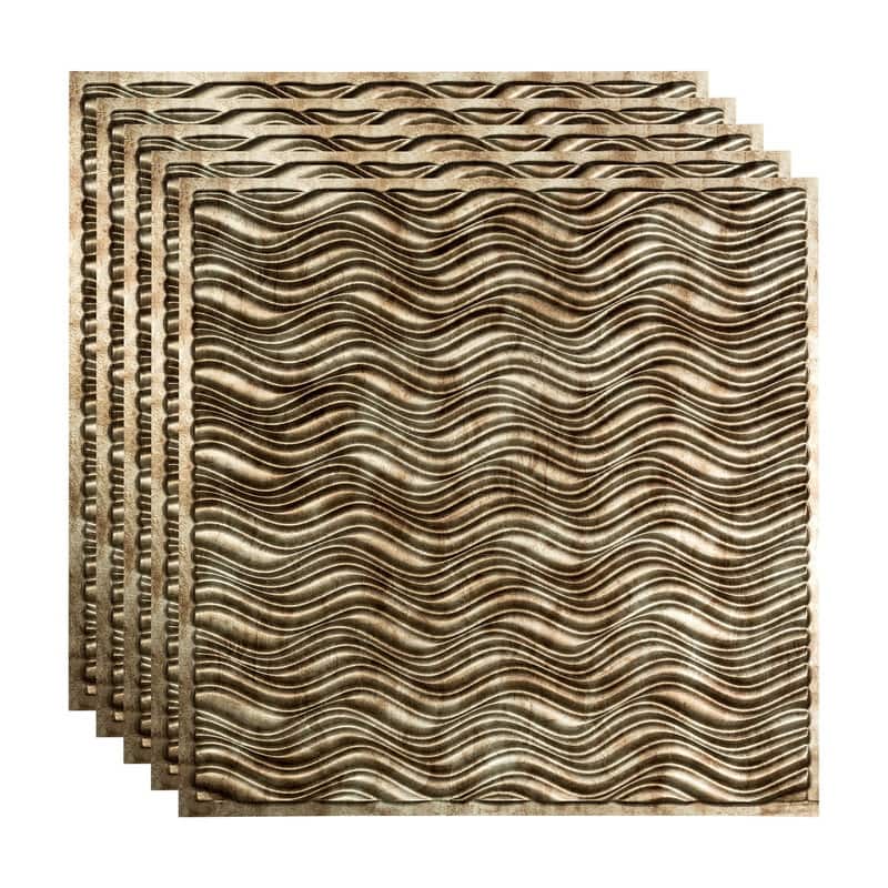 FASÄDE Current Decorative Vinyl 2ft x 2ft Lay in Ceiling Panel in Bermuda Bronze (5 Pack) - 5 Pack - Bermuda Bronze