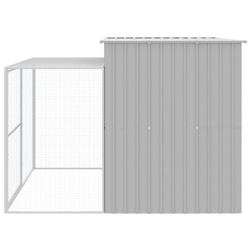 vidaXL Dog House with Run Light Gray/Anthracite multisize Galvanized Steel