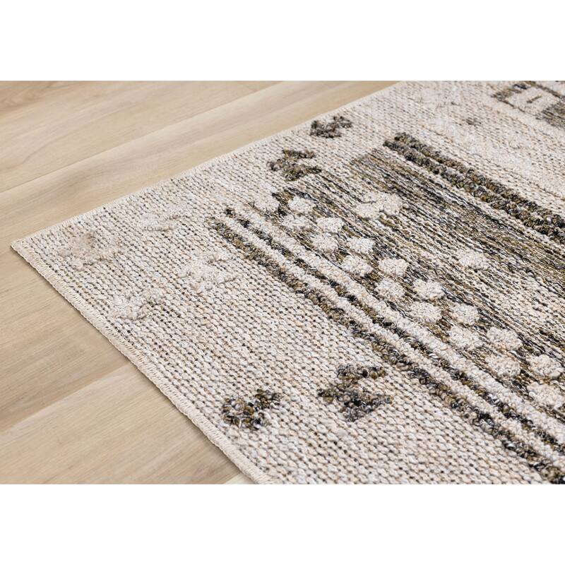 Alta Collection - Cream Grey Textured Area Rug