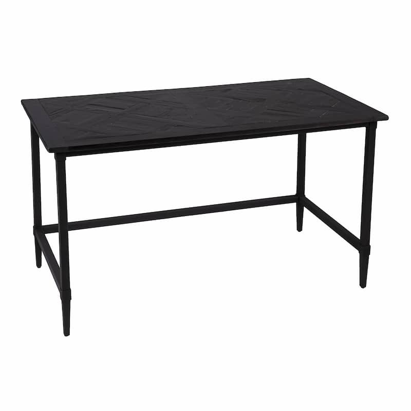 Reclaimed Wood and Black Metal Writing Desk 52.5 Inch Industrial Style Home Office Table