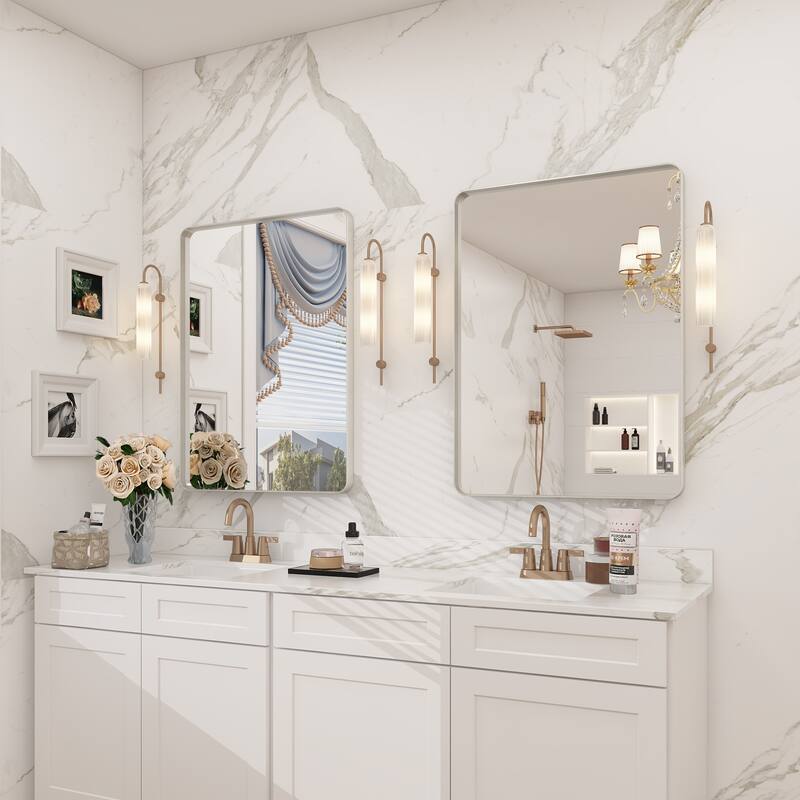 Modern Metal Frame Wall Mounted Bathroom Vanity Mirror