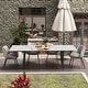 preview thumbnail 9 of 26, Outdoor Rectangle expandable sintered stone dining table is suitable for 8-10 people.