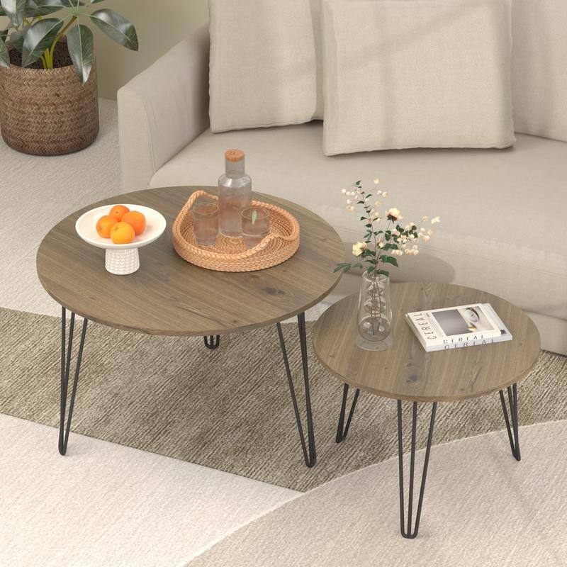 27.56'' Round Nesting Coffee Table Set of 2