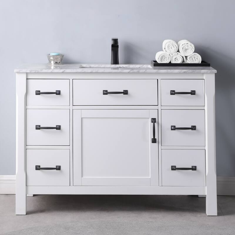 Altair Maribella Single Bathroom Vanity Set and Carrara White Countertop without Mirror