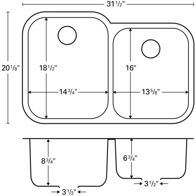 Karran USA U-6040R U Series 31-1/2" Undermount Double Basin Stainless