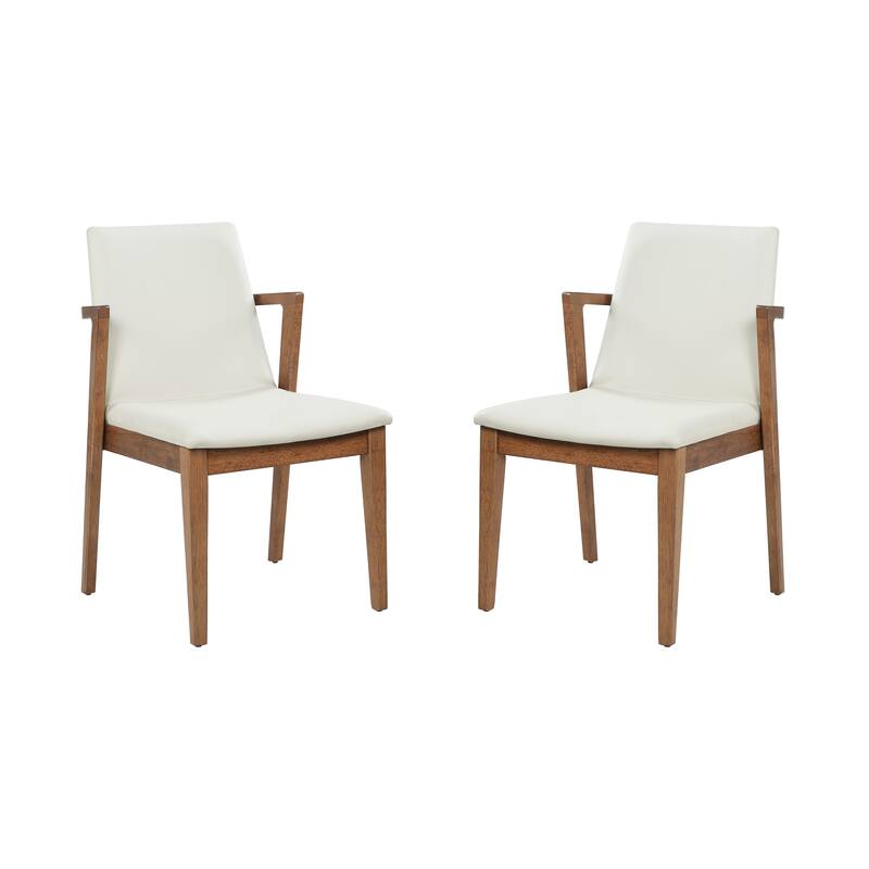 Christopher Knight Home - Mid-Century Modern Upholstered Wood Dining Arm Chairs with Ergonomic Armrests & Backrest, Set of 2