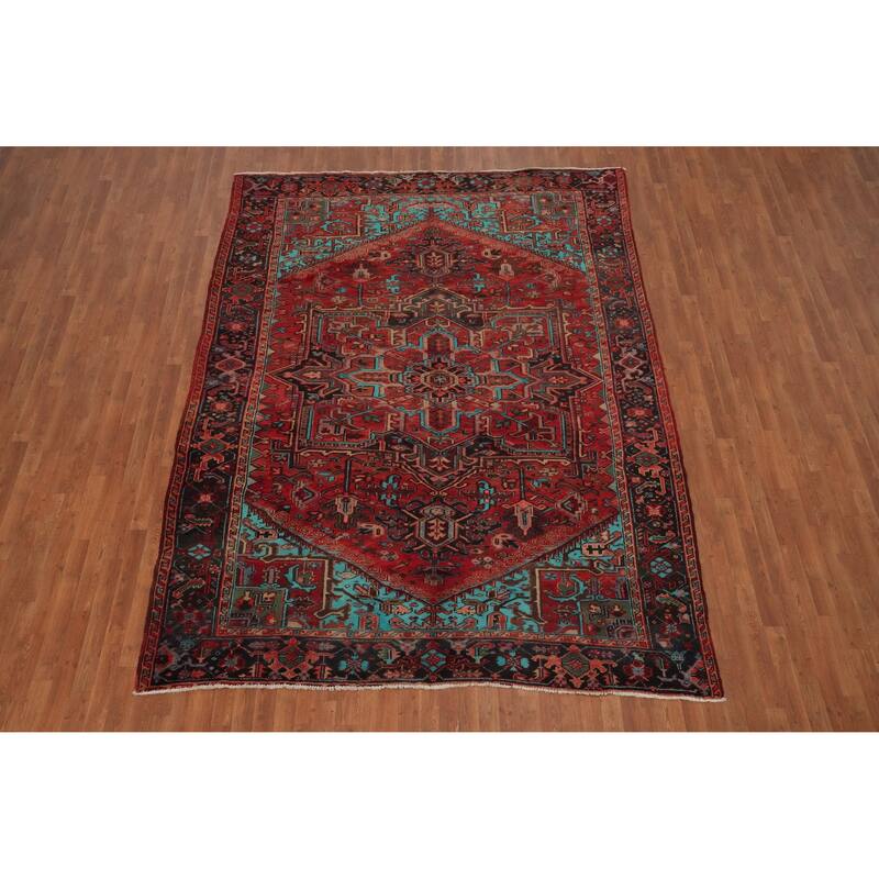 Hand Knotted Oriental 100% Wool Carpet Traditional Medallion Red Heriz Area Rug - 11' 0'' X 8' 2''