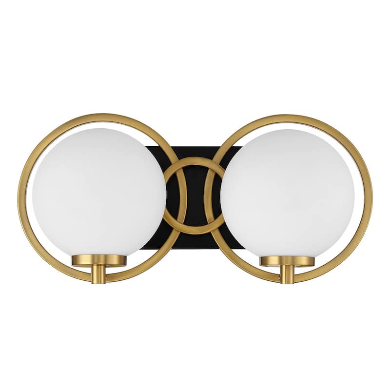 Alhambra 2-Light Bathroom Vanity Light in Matte Black with Warm Brass - Matte Black with Warm Brass