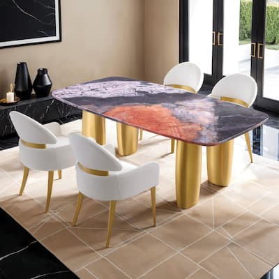 Furniture of America Luvien Modern 5-Piece Multi-Color Sintered Stone Top Dining Set 1 Variation