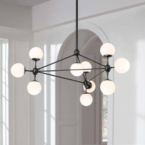 10-Light Mid-Century Modern Sputnik Frosted Glass Globe Bubble Chandelier