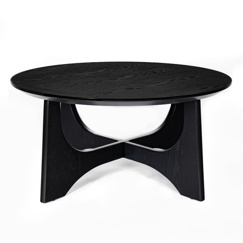 25" & 36" Round Wood Table, Modern Minimalist Side Table and Coffee Table for Living Room, Black
