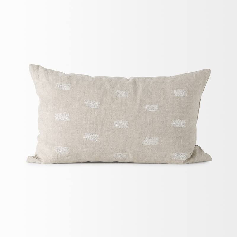 Canvas Beige and White Accent Pillow Cover