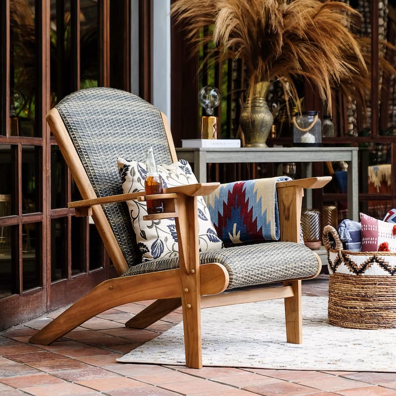 Cambridge Casual Camden Set of 5 Teak Outdoor Conversation Sets with Padded Woven Seats