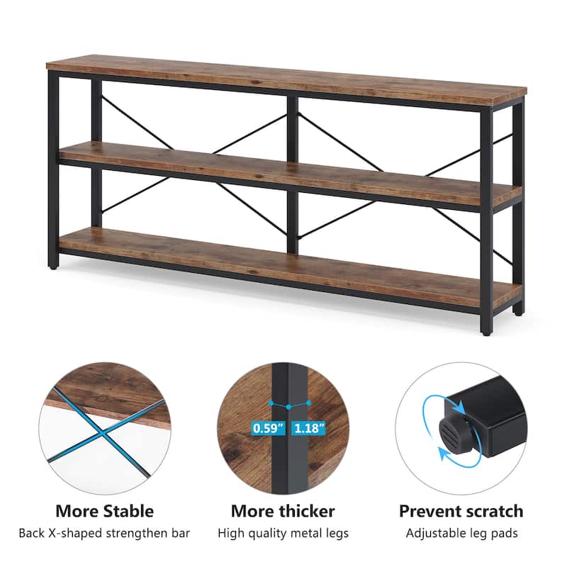 70.8" Extra Long Narrow Console Table Sofa Table Entryway Table with 3 Tiers Storage Shelves