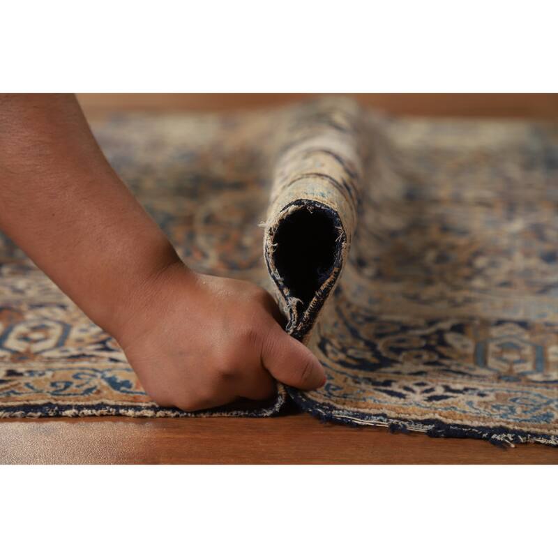 Hand Knotted Oriental 100% Wool Carpet Traditional All-Over Navy Blue & Blues Kerman Area Rug - 7' 0'' X 4' 7''