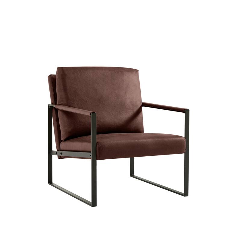 PVC Leather Accent Arm Chair with Extra Thick Padding, Brown