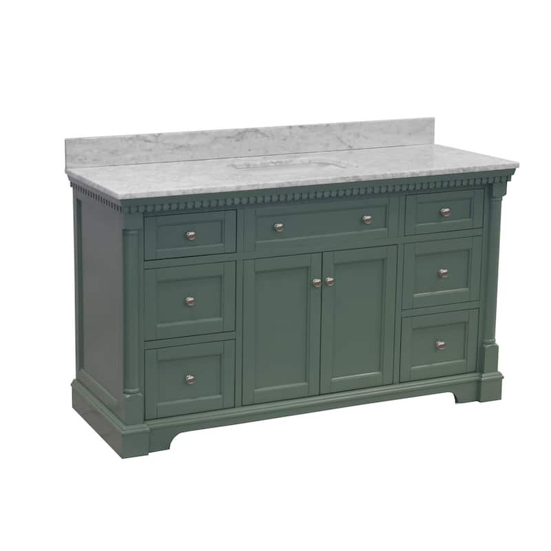 KitchenBathCollection Sydney 60" Single Bathroom Vanity with Carrara Marble Top