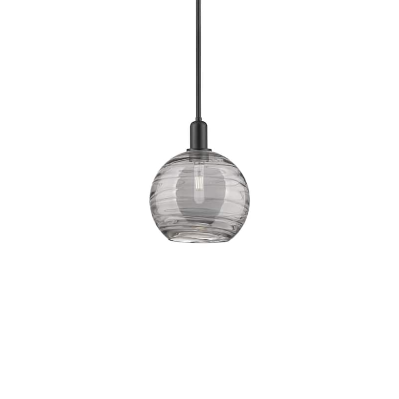 Innovations Lighting 716-1S-13-10 Athens Deco Swirl Pendant Athens - Matte Black / Light Smoke Deco Swirl