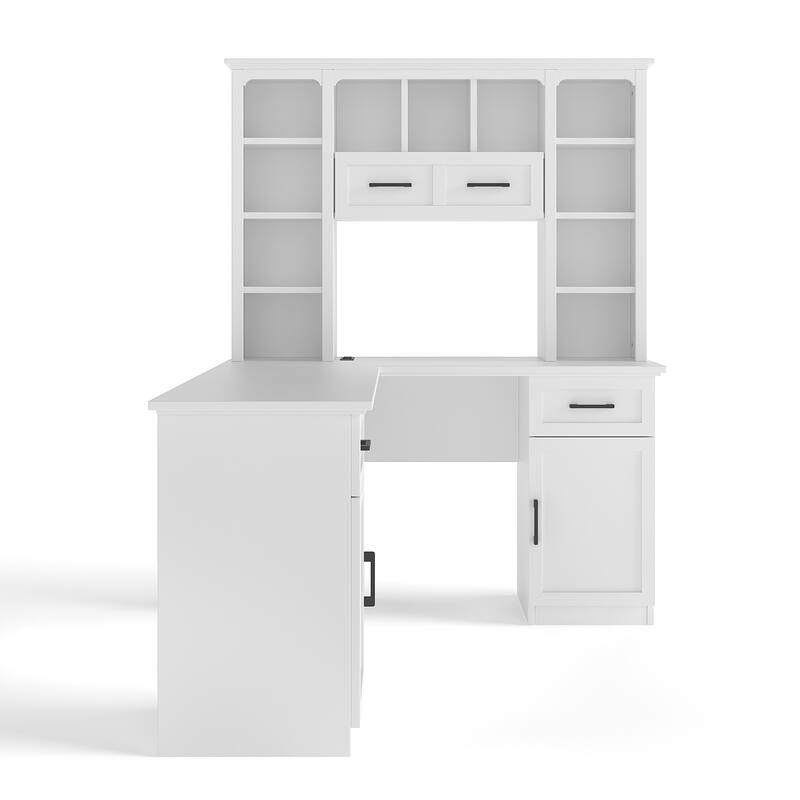 Sun City Computer Desk with a Drawer and Open Storage, White