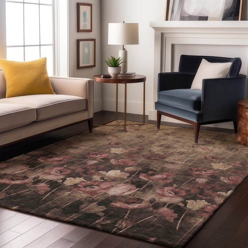 Premium Washable Super Soft Modern Floral Mayfield Rug - Taupe - 2'6" x 3'10"