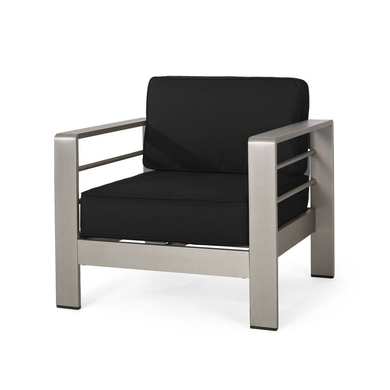 Cape Coral Aluminum and Sunbrella Outdoor 5 Seater Chat Set with Cushions by Christopher Knight Home