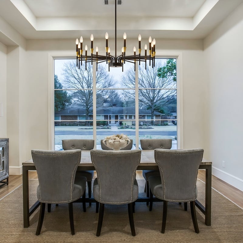 Modern Farmhouse Chandelier Black and Gold Round Candle Chandeliers
