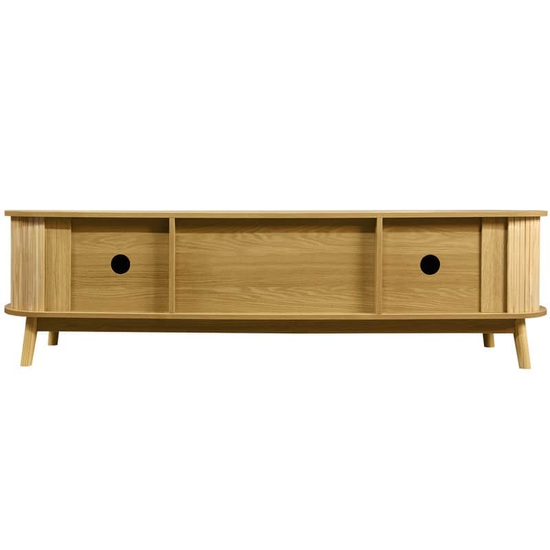 75-inch Rattan TV Stand - Modern Farmhouse Media Console with Solid Wood Legs