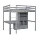 preview thumbnail 32 of 38, Full Size Loft Bed with Bulit-in L-Shaped Desk and Ladder, Wooden High Loft Bedframe with Storage Drawers and Shelves