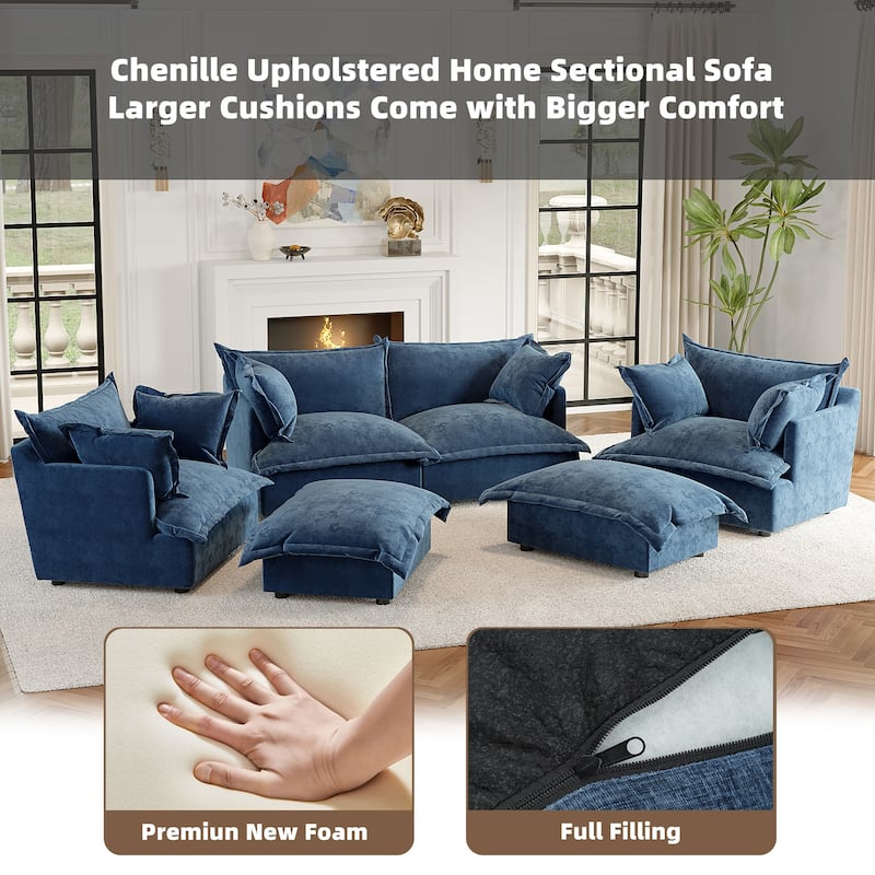 6-Piece Chenille Cloud Modular Living Room Set
