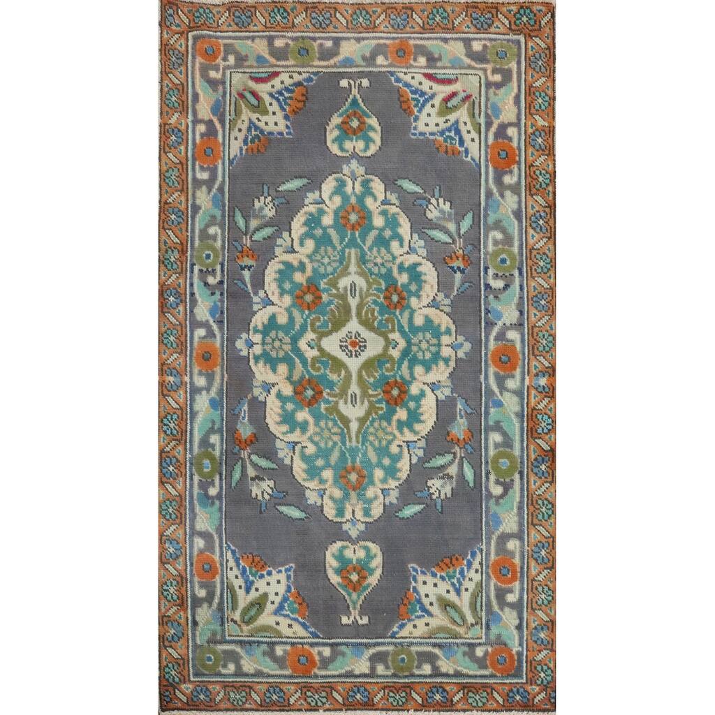 Hand Knotted Oriental 100% Wool Carpet Traditional Floral Purples Tabriz Area Rug - 4' 6'' X 2' 8''